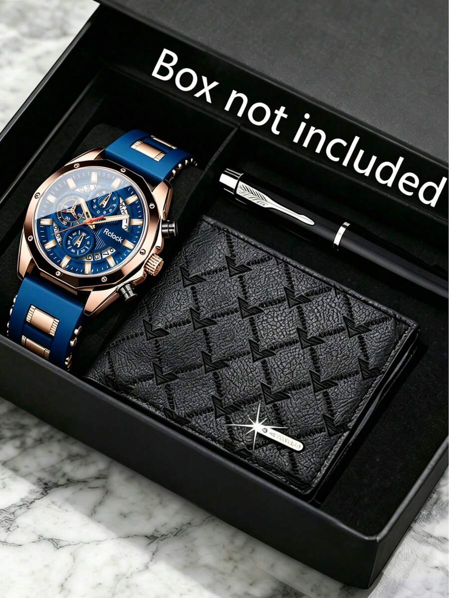 3-Piece Men's Gift Set: Watch, Wallet And Pen – Men's Business Gift - Multicolor - View 1