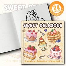 Weet Delicious Desserts Coloring Book For Adults & Kids, Bold & Easy, Cute Cake And Pastry Designs To Help You Relax, Includes Sweet Treats And Kawaii Food Art (Large Print Pages), Great Gift For Food Lovers, Calming Activity For All Ages - Sweet and Delicious - View 3