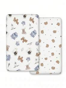 2pcs Soft Comfortable Breathable Baby Animal Pattern Fitted Sheets (39.37*23.62) Inch, (47.24*23.62) Inch, (51.96*28.34) Inch - Multicolor - View 21