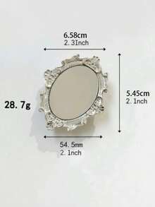 European Vintage Pattern Mirror Creative Phone Stand, Adhesive Foldable Slouchy Person Desktop Round Mirror Stand, Perfect Phone Gift, Halloween Gift, Christmas Gift, Suitable For IPhone, Android Phones, Birthday Gift, Gift For Family, Friends, Push-Pull Phone Stand, Phone Accessories - One Size Fits All - View 7