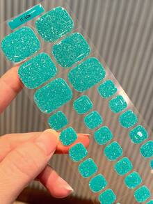 20pcs Semi-Cured Gel Nail Stickers, Long-Lasting Salon-Grade Nail Decals, Easy To Apply And Remove, UV Light Compatible - Green - View 6