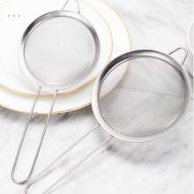 3pcs/1pc Large/Medium/Small Stainless Steel Wide Rim Straight/Diagonal Pattern Oil Strainer, Kitchen Oil Skimmer, Soy Milk & Bird's Nest Filter, Flour Sieve - Silver - View 2