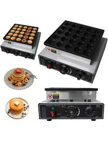Maquina De Panqueques 25 Hoyos Antiadherente Con Control De Temperatura Calentamiento Rapido Para Hogar Y Negocios - Negro - Ver 1