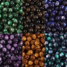 50 Buah Manik-Manik Bulat Imitasi Resin Batu Mata Harimau Berwarna-warni dengan Lubang Lurus, Manik-Manik Bulat Gradien Langit Berbintang Berkilau, Cocok untuk Pembuatan Perhiasan DIY - Untuk Gelang, Kalung, dan Anting-Anting, Manik-Manik Pembuatan Perhiasan - MultiWarna - View 6