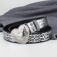 1pc Romantic Heart-Shaped Buckle, Punk Style Embossed Belt, Suitable For Valentine's Day Gift - Multicolor - View 3