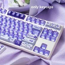 Juego de 172 teclas Campo de Flores de Verano Púrpura PBT+PC Translúcido Altura OEM Teclas de Teclado Mecánico Compatible con 61/64/75/87/98/104 - Ver 10