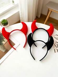 1pc Halloween Cute Horn Performance Headband Adult Horn Headband Party Funny Devil Hair Accessory - 1 - View 3