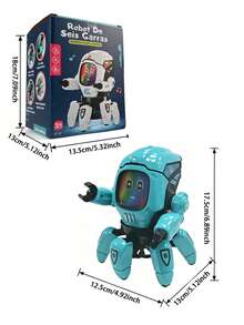 Mainan Robot Menari Elektrik 6 Cakar, Cocok untuk Anak Usia 3 Tahun ke Atas, Robot Interaktif Berputar 360° dengan Lampu LED Warna-warni Berkedip dan Efek Suara Musik Terintegrasi, Mainan Edukasi Elektronik, Mainan Anak-anak, Mainan Anak Laki-laki, Mainan Anak Perempuan - MultiWarna - View 9