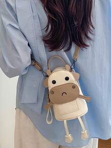 Sac bandoulière imprimé vache mignon, sac de téléphone multifonction pour femmes, sangle d'épaule à la mode, fermeture éclair, sac à main nouveau style - Blanc - Voir 10