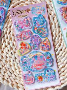 Cute Cartoon Colorful Dynamic Water-Filled 3D Stickers, DIY Phone Graffiti Decoration Stickers, Holiday Gift - Multicolor - View 7