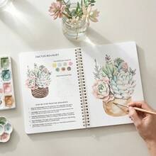 (28 Pages/300g Special Paper/191g/No Brush Included) Beginner Watercolor Painting Book, Plant & Flower Practice Workbook, With Step-By-Step Guide, Simple Guided Art Exercises, Relaxing Creative Hobby, Framable Artworks, Gift For Adult Women - Multicolor - View 6