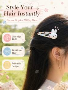 MIFFY Official Cute Kawaii Polka Dot Rabbit Hair Clips Sweet Cartoon Bangs Side Clip Barrettes Hair Accessories Ladies Girls Gift 2026 Viral T - Multicolor - View 6