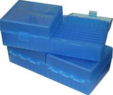MTM RS200 Ammo Box 200 Round Flip-Top 223 204 Ruger 6x47, Clear Blue - White - View 3