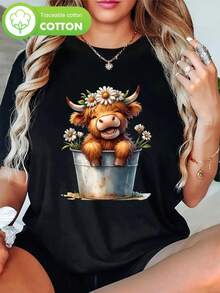 Plus Size Fashion T-Shirt - Black - View 1