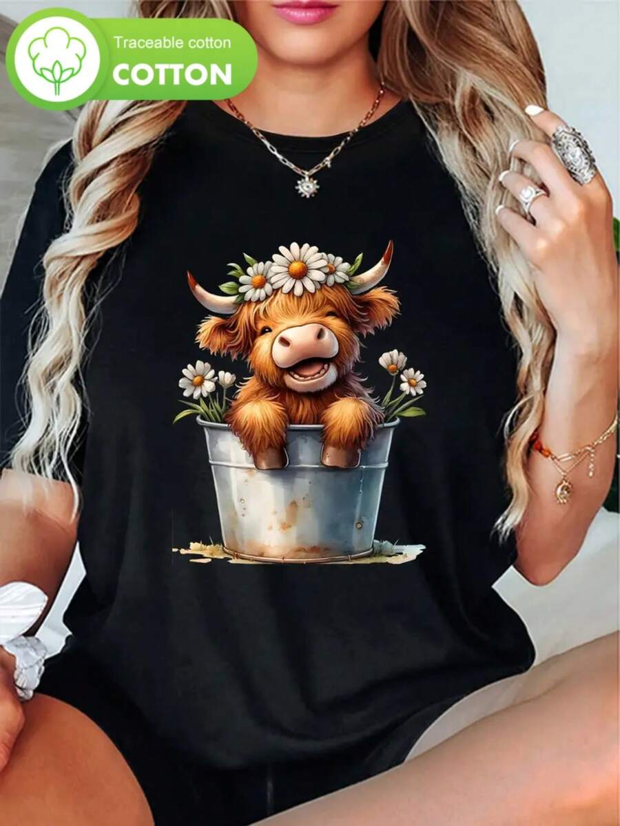 Plus Size Fashion T-Shirt - Black - View 1