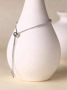 1pc Luxury Style Micro-Diamond Inlaid Minimalist Multi-Function Pull Bracelet Suitable For Daily Wear By Children - Style 2 - View 3