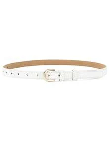Geometric Buckle Belt With Punch Tool Summer, School Fall, Autumn, Halloween - White - View 8