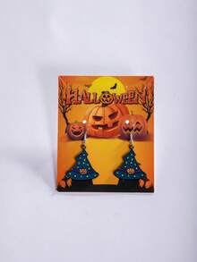 imoli 1 Pair/Punk Sweet Cool Style Acrylic Hollow Pumpkin Halloween Hat Ghost Spider Web Earrings Suitable For Women Halloween Party, Cosplay, Ghost Festival Eye-Catching Funny Accessories (Size Is Accessory Size) - Multicolor - View 8