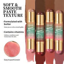Butter Radiance & Go Multi-Function Makeup Stick, Suitable For Eyes, Face, Cheeks, Contour And Lips, Daily Women's Makeup, Dual-End Design, 4 Colors Available, Suitable For All Skin Types - Multicolor - View 2
