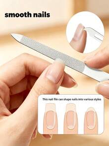 7-Piece Stainless Steel Manicure & Pedicure Tool Set, Multi-Size Precision Steel Dead Skin Pusher, Steel File, Scraper, Nail Cleaner, Home Personal Hand & Foot Care Repair Tool Kit - Silver - View 6