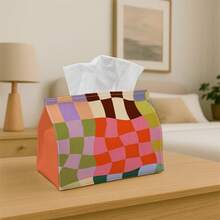 1 Stück Taschentuchbox, buntes Wellenmuster - abstrakter Vintage-Hintergrund, langanhaltend dekorative Aufbewahrungsbox, geeignet für Küche, Wohnzimmer, Schlafzimmer, Auto - multifunktionale Feiertags-Heimdekoration, ideal für Schreibtisch oder Regaldisplay - mehrfarbig - Übersicht 4