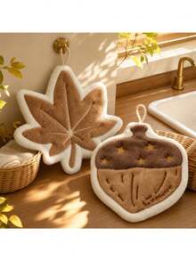 2 buah Handuk Tangan Bertema Musim Gugur, Handuk Dapur Gantung Lembut dan Menyerap Motif Daun Maple & Biji Ek, Handuk Dekoratif Cepat Kering untuk Kamar Mandi, Dapur, dan Dekorasi Rumah Musim Gugur - MultiWarna - View 7