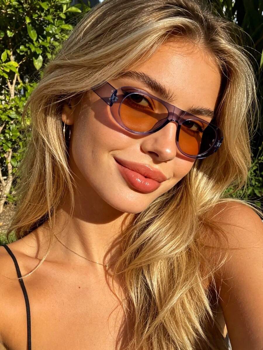 1PC/2PCS Women's Sunglasses New Style Personalized Integrated Double Bridge Vintage Premium Texture Daily Casual Street Commute Outfit Driving Travel Beach Vacation Versatile Fashion Accessory - Multicolor - View 1