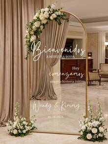 1pc - Personalized Wedding Mirror Sticker, Customized Wedding Couple Names, Date, Welcome Sign Sticker For Our Wedding Entrance, Suitable For Various Material Surfaces Such As Mirrors, Acrylic, Cars, Etc., Easy To Remove. Wedding Guest Directional Sticker, Personalized Birthday Mirror Sticker, Birthday Party Welcome Sign Sticker, Floor Mirror Sticker, DIY Wedding Decoration Sticker - Multicolor - View 4