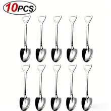 10pcs Stainless Steel Dessert Spoon Set, Elegant Scoop-Shaped Teaspoons, Suitable For Coffee, Ice Cream, Fruit, Pudding, Yogurt, Dessert Cakes, Creative Watermelon Spoon, Reusable, Suitable For Home Kitchen, Restaurant, Party Dining, Holiday, Kitchen Cutlery - View 13