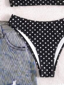 春夏新款歐美休閒黑白波點海灘度假約會派對女款比基尼套裝 - 彩色 - 查看 6