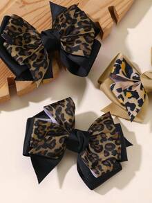2pcs/4pcs Girls Leopard Print Bow Hair Clip Set Combination Suitable For Daily Decoration - Multicolor - View 6
