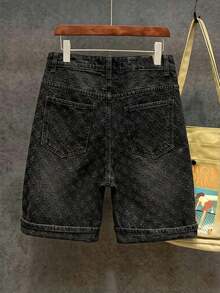Teen Boys Fashion Embroidered Denim Shorts - Black - View 3