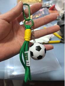 世界盃靈感足球鑰匙圈，逼真設計，適合女性，運動主題包包掛飾，編織繩高質感 - 彩色 - 查看 10