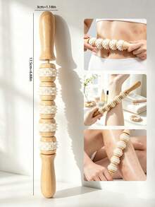 1pc Multi-Specification 6-Wheel/8-Wheel/10-Wheel Wooden Massage Roller, Smooth Polished Bur-Free Natural Wood Handheld Roller Massager For Full Body Muscle Relaxation, Suitable For Shoulder, Neck, Waist, Back, Legs, Home SPA / Yoga / Post-Workout Soothing Tool - Roller Massage - View 12