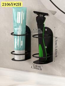 1 pieza Soporte para cepillo de dientes, Caja organizadora de cepillo de dientes eléctrico con base de esponja absorbente, Caja de almacenamiento de 3 ranuras, Estante de cepillo de dientes montado en la pared del baño, Soporte multifunción para cepillo y pasta de dientes – Accesorio esencial para la ducha - Multicolor - Ver 9