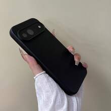 Solid Color Liquid Silicone Summer Fresh Color Phone Case For 9 9A 9 Pro XL 10 10 Pro 10 Pro XL, Smooth Touch Inner Lining With Flannel Anti-Drop Phone Case For Pixel 7A 8A 8 Pro 7 Pro 6A 6 Pro 5 5A - Black - View 9