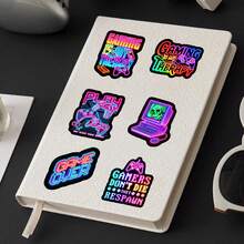 50pcs Cartoon Cool Neon Game Graffiti Cyberpunk Style Niche Decorative Stickers For Refrigerator And Milk Tea Cup - Neon Games - 1967 - View 9