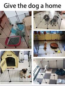 小型犬貓寵物圍欄－室內可折疊狗門，防逃脫動物圍欄，防滑底部，便攜式寵物圍欄 - 彩色 - 查看 6
