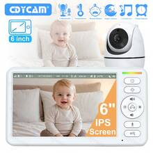 6.0 Inch Baby Monitor With 4x Zoom Camera, Wireless Video Monitoring Smart Baby Camera, Two-Way Audio, Night Vision Function - White - View 1