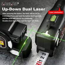 L.A.OL.A.U LAOLAU 3合1雷射捲尺，16英尺/5公尺自動鎖定捲尺配備雙綠色雷射水平儀，高精度測量工具，適用於建築、木工、DIY手工藝及居家翻新工程 - A - 查看 4