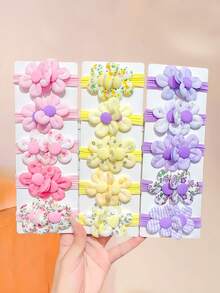 15/10/5/Pcs/Set 3D Petal High Elasticity Hair Tie Combination, Girly Hair Rubber Bands, High Elasticity, Flower And Bow Combination, Cute And Sweet Hair Accessories - Suitable For Girls And Teenagers, Suitable For Daily, School, Party, Vacation, Graduation Season, Etc., Adding Kawaii Style To Hairstyle - Multicolor - View 1