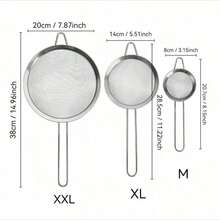 3pcs/1pc Large/Medium/Small Stainless Steel Wide Rim Straight/Diagonal Pattern Oil Strainer, Kitchen Oil Skimmer, Soy Milk & Bird's Nest Filter, Flour Sieve - Silver - View 4