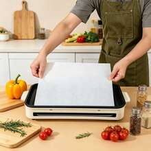 100Pcs Non-Stick Parchment Paper Sheets, 13 Inch Rectangular Greaseproof Baking Tray Liners, High Temperature Resistant Disposable Bake Paper For Oven Microwave BBQ Roasting Kitchen Baking Supplies - View 7