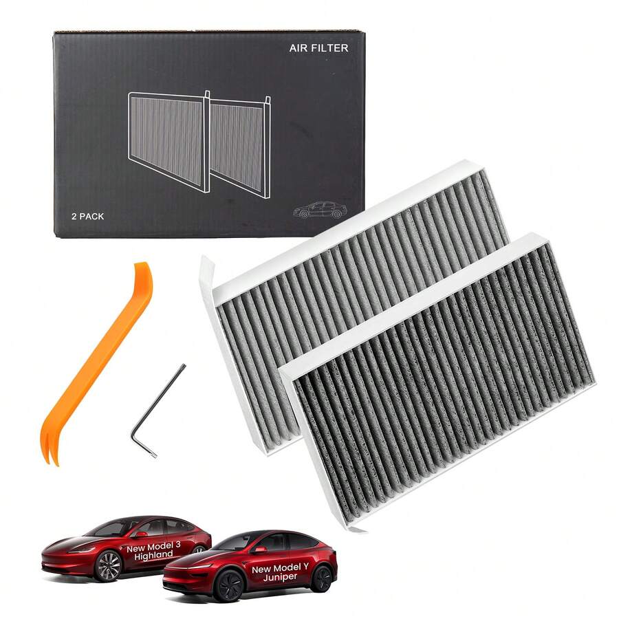 Cabin Air Filter For Tesla For Model Y 2020-2026, Activated Carbon Air Filter With Replacement Kit For Model 3 2017-2026, Car Accessories 2 Packs - For & Model 3 - View 1