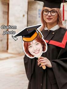 Custom Vintage Childhood Photo Graduation Fan, Personalized Graduation Gift, 2026 High School Graduate Best Friend Photo Prop, Humorous High School Graduation Keepsake - Multicolor - View 4