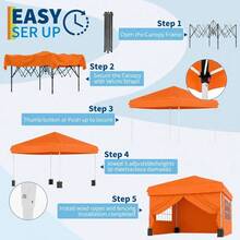 FESTIWOW 10x10 Pop Up Canopy Tent, 4 Removable Sidewalls, Portable Outdoor Folding Shelter With Carry Bag, Stakes & Guy Lines, For Backyard, Camping, Beach, Parties - B - View 3