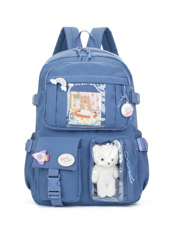 2026 Cute Women's Backpack 15.75*11.81*4.72 Inches Waterproof Multi-Pocket Nylon Student School Bag Girls Cute Laptop Backpack