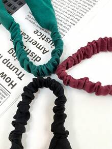 3pcs/Set Suede Velvet Headband For Women, Cross-Over Minimalist Solid Color Headband For Girls Summer Hair Accessories - Black, Green, Red - View 8