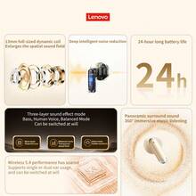 Auriculares inalámbricos Lenovo EA110, Bluetooth 5.4, Toque inteligente, Larga duración de batería para Android & IOS - Ver 4