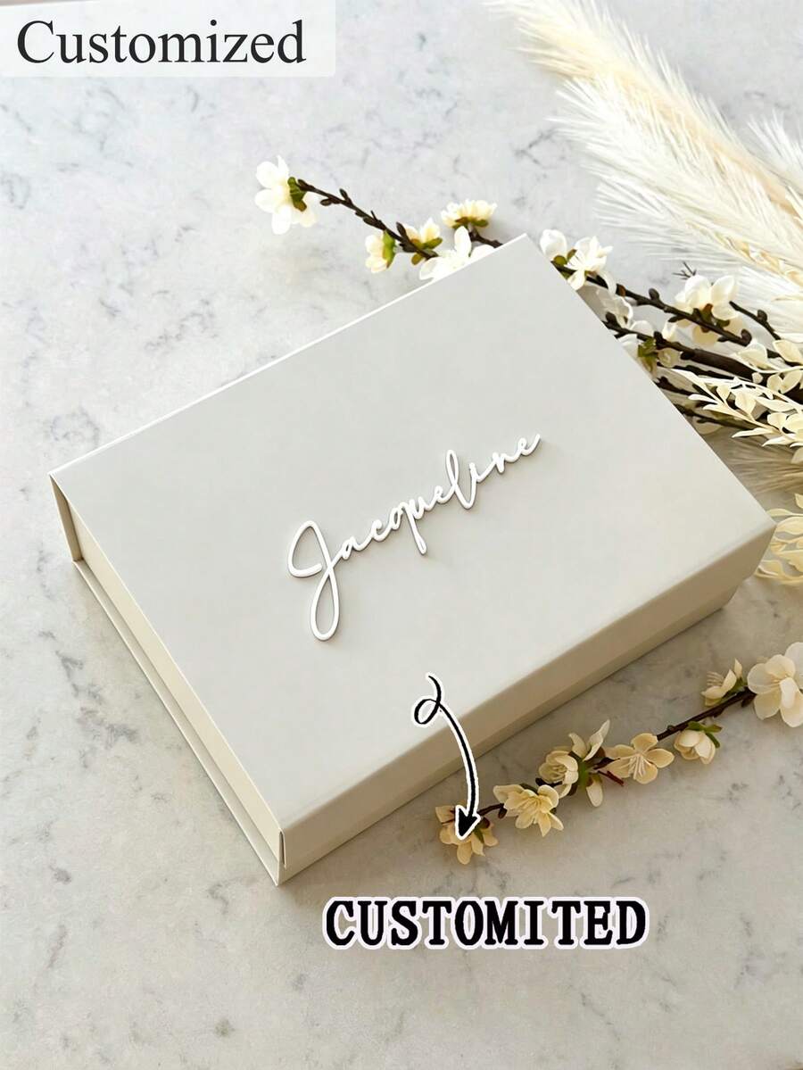 Personalized Gift Box With Lid, Customized Name Gift Box, Personalized Text Wedding Gift Box, Personalized Magnetic Folding Storage Box, Bridesmaid Gift Box, Groomsman/Bridesmaid Box/Bridesmaid Invitation Box/Chief Bridesmaid Box/Wedding - Multicolor - View 1